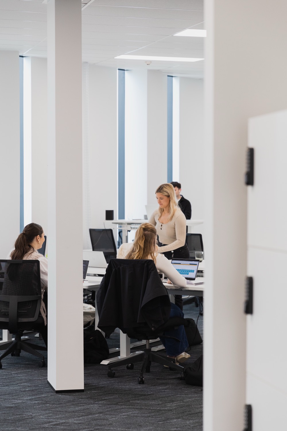 Remote workers in a coworking space
